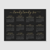 Modern Script Zwart Goud 2026 Kalender Magnet (Voorkant)