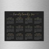 Modern Script Zwart Goud 2026 Kalender Magnet