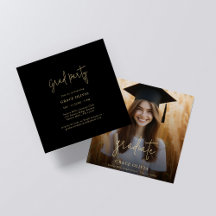 Modern Script Zwart & Goud Fotoafstudeerfeest