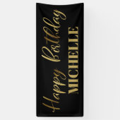 Modern Script Zwart Goud Gefeliciteerd Spandoek (Verticaal)