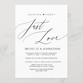 Modern script, zwart, huwelijksvlucht receptie kaart