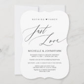 Modern script, zwart, huwelijksvlucht receptie kaart (Voorkant)