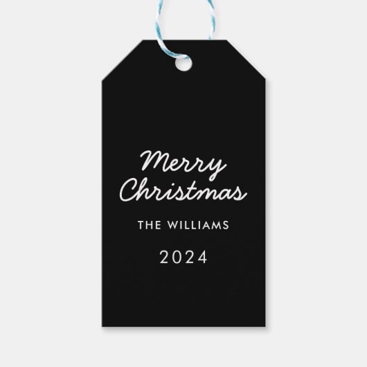 Modern Script Zwart Merry Christmas Custom Cadeaulabel (Voorkant)