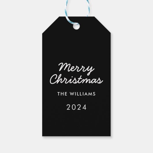 Modern Script Zwart Merry Christmas Custom Cadeaulabel (Achterkant)