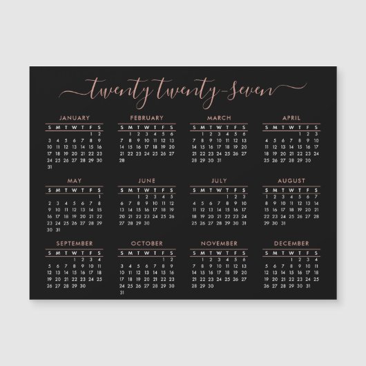 Modern Script Zwart Roos Goud 2025 Kalender (Voorkant)