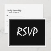 Modern Script Zwart RSVP-Briefkaart Briefkaart (Voorkant / Achterkant)