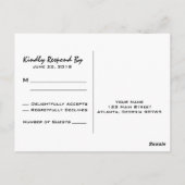 Modern Script Zwart RSVP-Briefkaart Briefkaart (Achterkant)