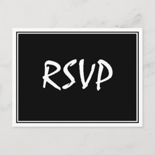 Modern Script Zwart RSVP-Briefkaart Briefkaart