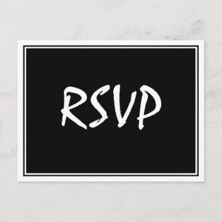 Modern Script Zwart RSVP-Briefkaart Briefkaart