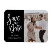 Modern Script Zwart Sla de datumfoto op Magneet (Horizontaal)