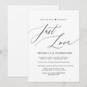 Modern Script, Zwart, Trouw Elopement Ontvangst Kaart (Voorkant / Achterkant)