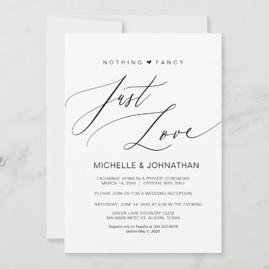 Modern script, zwart, weddenschap kaart (Voorkant)