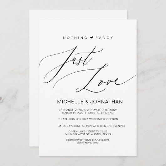 Modern script, zwart, weddenschap kaart (Voorkant / Achterkant)