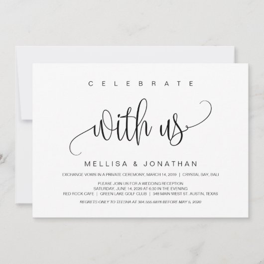 Modern script, zwart, weddenschap kaart (Voorkant)