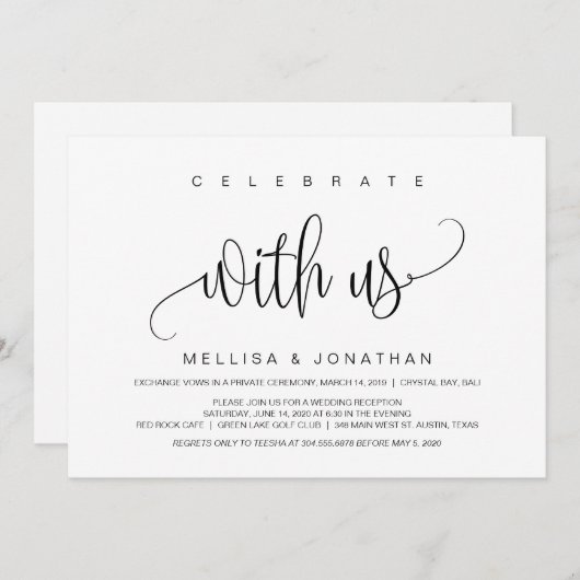 Modern script, zwart, weddenschap kaart (Voorkant / Achterkant)