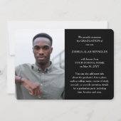 Modern Script Zwart-wit 4 Foto Afstuderen Aankondiging (Achterkant)