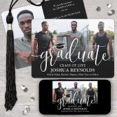 Modern Script Zwart-wit 4 Foto Afstuderen Aankondiging