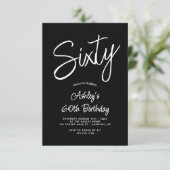 Modern Script Zwart Wit 60e foto verjaardag Kaart (Staand voorkant)