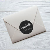 Modern Script Zwart-wit Afstuderen Ronde Sticker