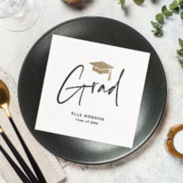 Modern Script Zwart-wit Afstuderen Servet