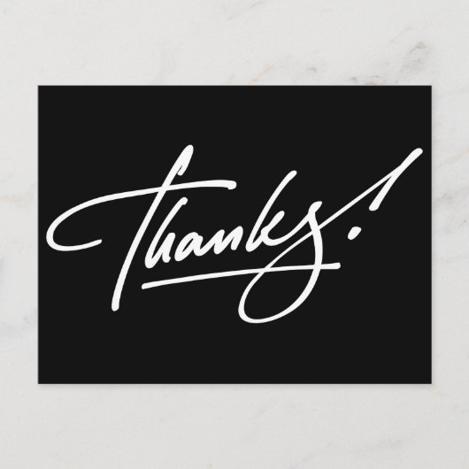 Modern Script Zwart-wit bedankkaart Briefkaart (Voorkant)