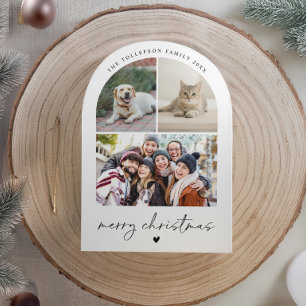 Modern Script Zwart-Wit Boog Kerstmis Feestdagenkaart