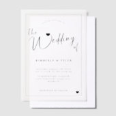 Modern script zwart-wit bruiloft overlay vellum uitnodigingen (Offset)