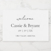 Modern Script Zwart-wit Bruiloft Welkom Gift Sparkling Wijnetiket (Enkel label)