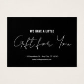 Modern Script Zwart & Wit Cadeaubon Visitekaartje (Voorkant)