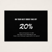 Modern Script Zwart & Wit Cadeaubon Visitekaartje (Achterkant)