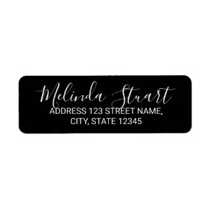 Modern script zwart-wit etiket