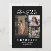 Modern Script Zwart Wit Foto Collage Afstuderen Aankondiging (Voorkant)