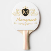Modern script zwart-wit gepersonaliseerd tafeltennisbatje (Voorkant)