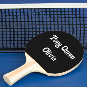 Modern script zwart-wit gepersonaliseerd tafeltennisbatje