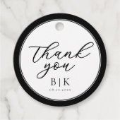 Modern Script Zwart-wit grens bruiloft Bedankjes Labels (Voorkant)