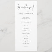 Modern Script Zwart Wit Huwelijksprogramma Kaart (Voorkant)