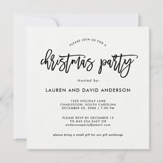 Modern script | Zwart-wit kerstfeest Kaart (Voorkant)