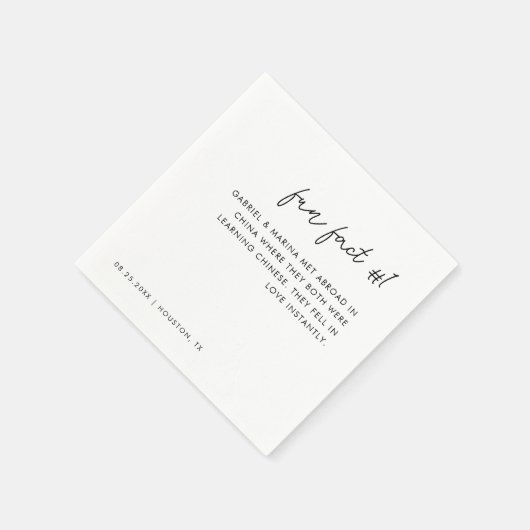 Modern Script Zwart-wit Leuk Fact # 1 Bruiloft Servet (Hoek)