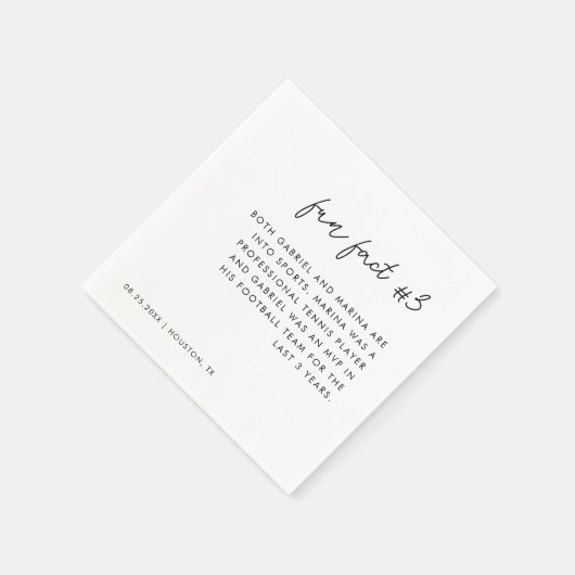 Modern Script Zwart-wit Leuk Fact # 3 Bruiloft Servet (Hoek)