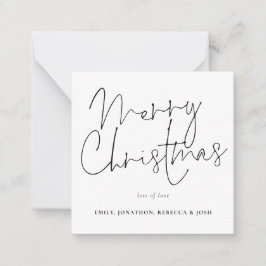 Modern Script Zwart Wit Prettig Kerstfeest Notitiekaartje