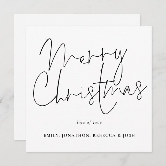 Modern Script Zwart Wit Prettig Kerstfeest Notitiekaartje (Voorkant / Achterkant)