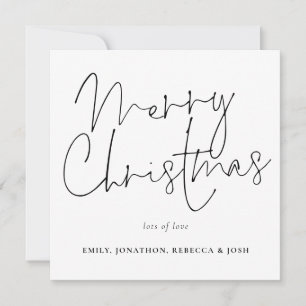 Modern Script Zwart Wit Prettig Kerstfeest Notitiekaartje