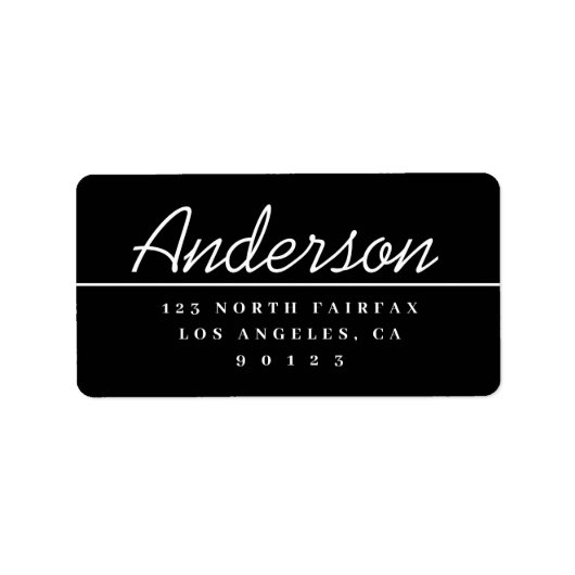 Modern Script zwart-wit retouradres Etiket (Voorkant)