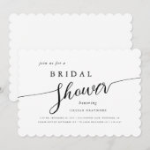 Modern Script Zwart & Wit Scallop Vrijgezellenfees Kaart (Voorkant / Achterkant)