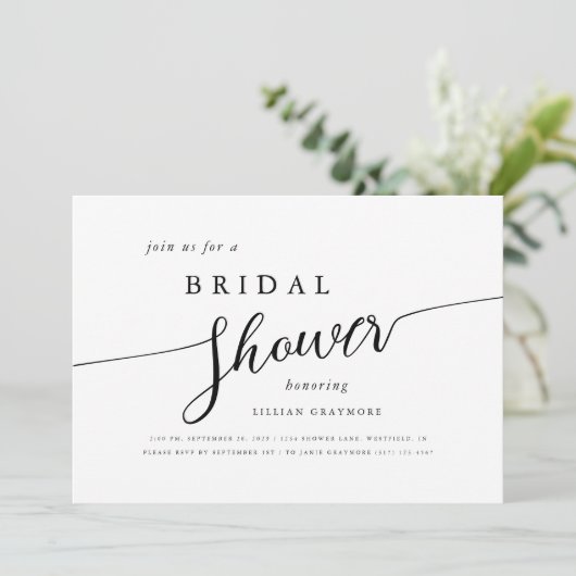 Modern Script Zwart & Wit Vrijgezellenfeest Kaart (Staand voorkant)