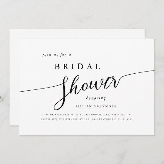 Modern Script Zwart & Wit Vrijgezellenfeest Kaart (Voorkant / Achterkant)