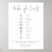 Modern Script Zwart Wit Wedding Orde van Evenement Poster (Voorkant)