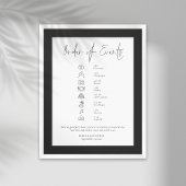 Modern Script Zwart Wit Wedding Orde van Evenement Poster