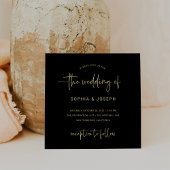Modern script | Zwarte en Faux Gold Wedding Kaart