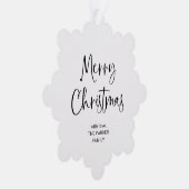 Modern script | Zwarte en witte kerst Ornament Kaart (Rechts)